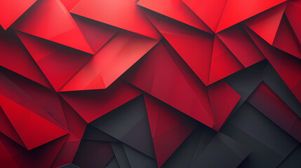 Obraz premium Abstract geometric pattern with red and black triangular shapes in 3D effect.