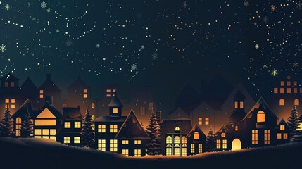 Fototapeta premium Cut out Christmas house silhouette on dark background