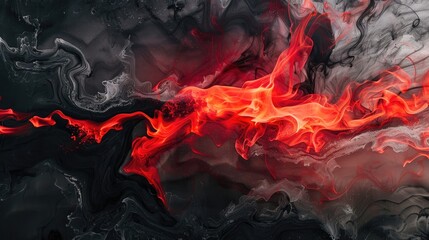 Fototapeta premium Dark background with red fiery streaks over charcoal