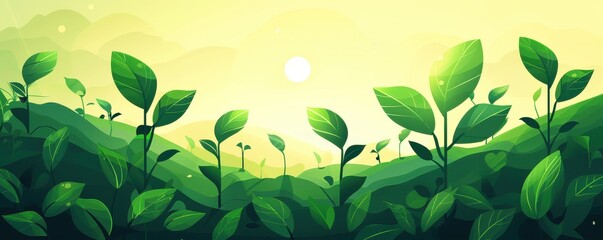 Eco-friendly marketing, green branding and growth, flat design illustration
