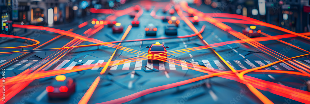Poster smart city public transportation control and mobile app to order taxi to destination or location and