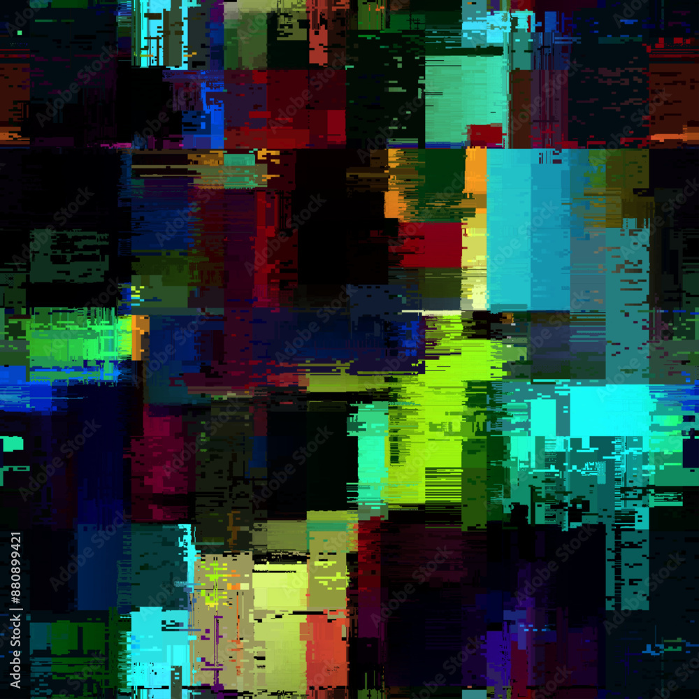 Aufkleber creative glitch texture. seamless vector pattern. grunge glitch dark colours background