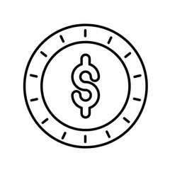 dollar  line icon with white background vector stock illustration