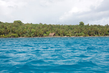 Yapp Islands Micronesia. Landscape with the sea on a sunny autumn day