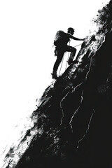 Fototapeta premium A black and white sketch of a mountain climber
