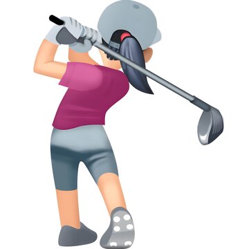  Woman Golfing: Medium-Light Skin Tone 