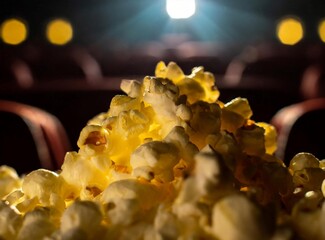 Eating Pop Corn Watching Movie - Cinema Theatre