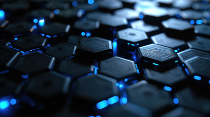 Black texture hexagonal honeycomb texture technology background