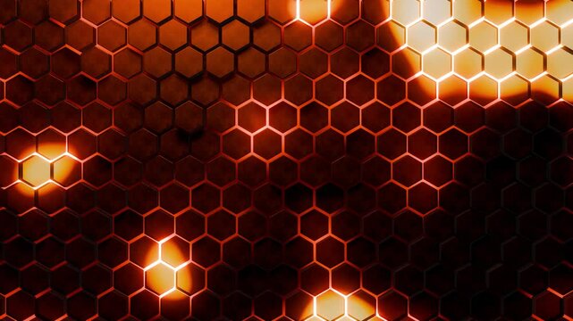 hexagonal tiles lava glow background