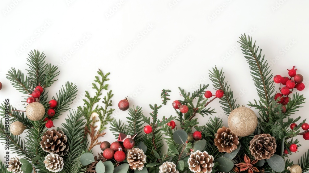 Wall mural Christmas arrangement on white backdrop