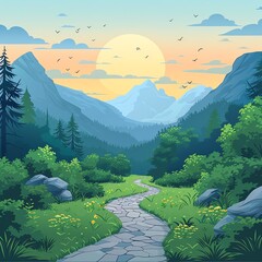 Authentic outdoor experiences flat design front view hiking theme animation vivid