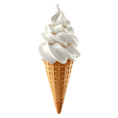 Soft Serve Ice Cream Cone cut out transparent isolated on white background PNG file