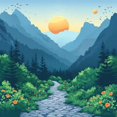 Authentic outdoor experiences flat design front view hiking theme animation vivid