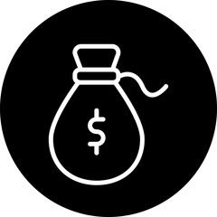 Money Bag Vector Line White Circle Black