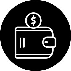 Wallet Vector Line White Circle Black