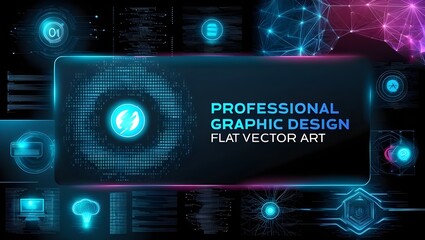 Digital background perfect for tech processes, neural networks, artificial intelligence, data transfer and encryption, digital archives, sound and graphic presentations, science, education, etc.