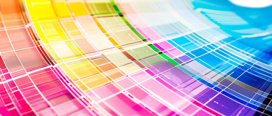 Fototapeta premium An abstract depiction of overlapping squares and rectangles in vibrant colors, creating a dynamic, grid-like pattern that captures attention.