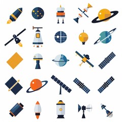 Obraz premium Space Exploration Icons: A Visual Guide to Outer Space