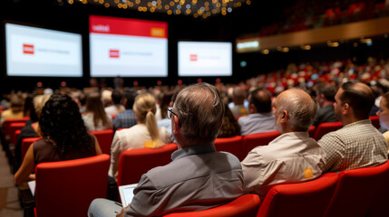 conference in a large auditorium with big audience
