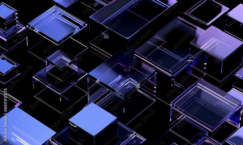 Aufkleber geometric 3d blocks in abstract composition
