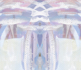 Expression of a magical kaleidoscope. Symmetry abstract background with multicolored feathers,  collage illustration