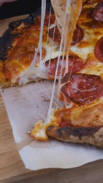 pepperoni pizza with cheese close-up
