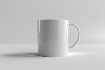 Obraz premium Minimalist mockup of blank coffee mug with handle isolated on white background.
