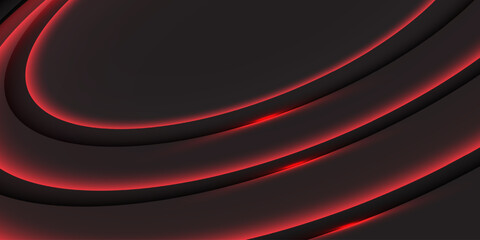 Abstract red curve on black design modern futuristic technology background vector