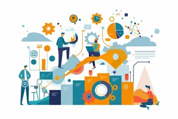 Dynamic business environment showcasing the concept of business agility, with symbols representing company transformation towards higher efficiency and rapid adaptation to market changes