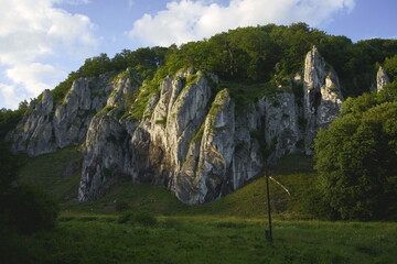 Dolinki pod krakowskie. Piękna letnia pogoda wczesnym rankiem w Polsce. Okolice Ojcowa i Skały. © Roman Trojanowski
