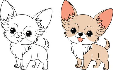 Cute Chihuahua Dog Outline Coloring Page