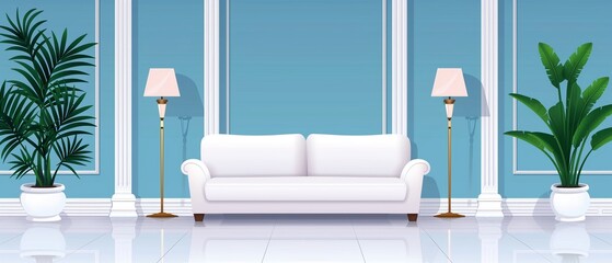 Lavish mansion, luxury interior, elegant style, flat design illustration