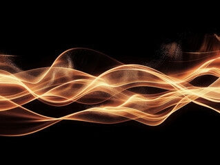 Abstract Light Waves on Black, Generative AI Illustration