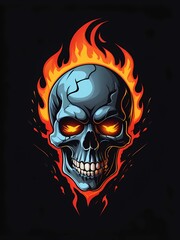 crack head skull in fire effect