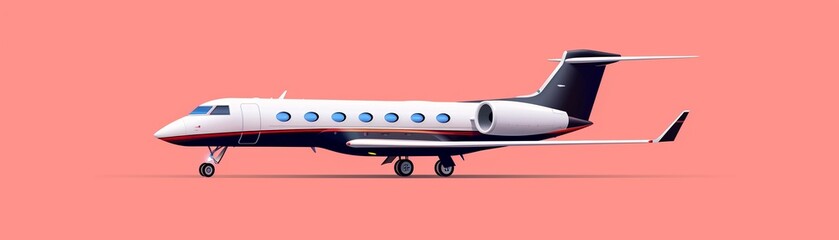 Fototapeta premium Extravagant private jet, toptier experience, superior comfort, flat design illustration