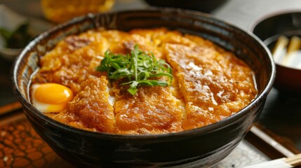 The national cuisine of Japan. Katsudon. 