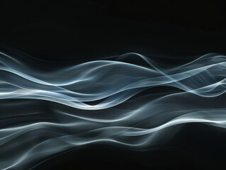 Abstract Light Waves on Black, Generative AI Illustration