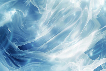 Ethereal waves of white and blue smoke light up against a dreamy, starry background.