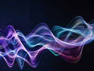 Obraz premium Abstract Light Waves on Black, Generative AI Illustration