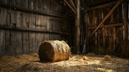 Round haystack. Harvest. Agriculture. Dry grass for feeding livestock.