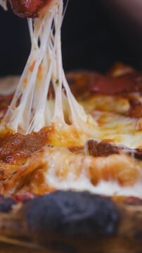 Italian pizza with cheese close-up