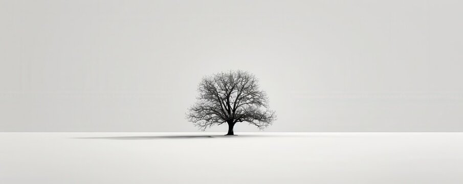 Single tree in a white landscape