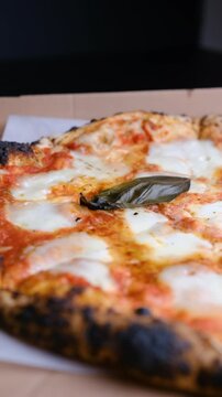 Italian pizza with cheese close-up
