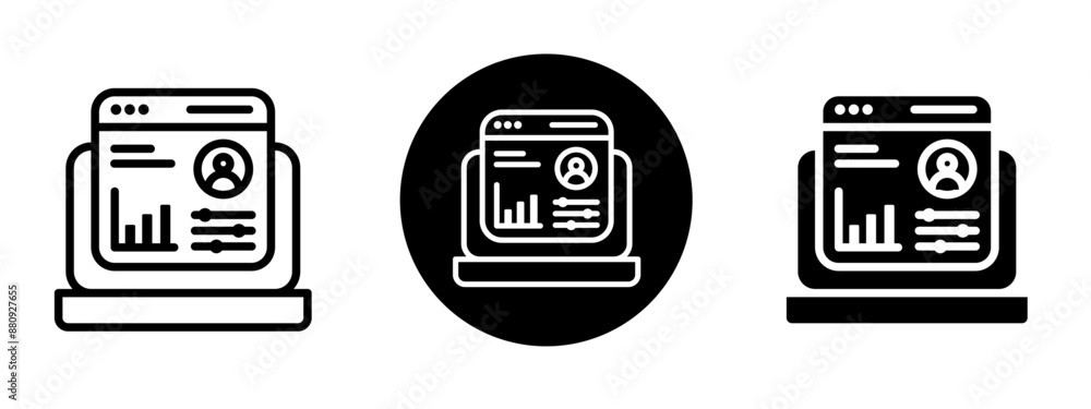 Poster admin panel icon, real time data monitor icon in editable multiple styles, admin statistic checking 