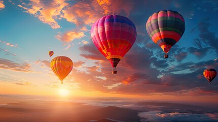 Fototapeta premium Colorful hot air balloons at sunrise