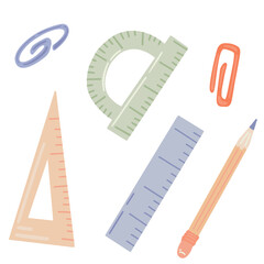 Vector Set of School Stationery Supplies