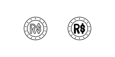 brazilian real set icon with white background vector stock illustration