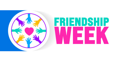 Friendship Week is observed every year in August. Holiday concept. Template for background, banner, card, poster, placard, design template with unique shapes with standard color.