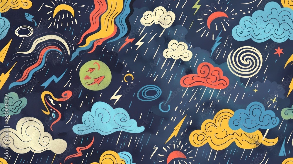 Canvas Prints colorful clouds and rain pattern