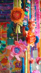 Colorful Handmade Textile Decorations for Party Celebrations and Festive Events